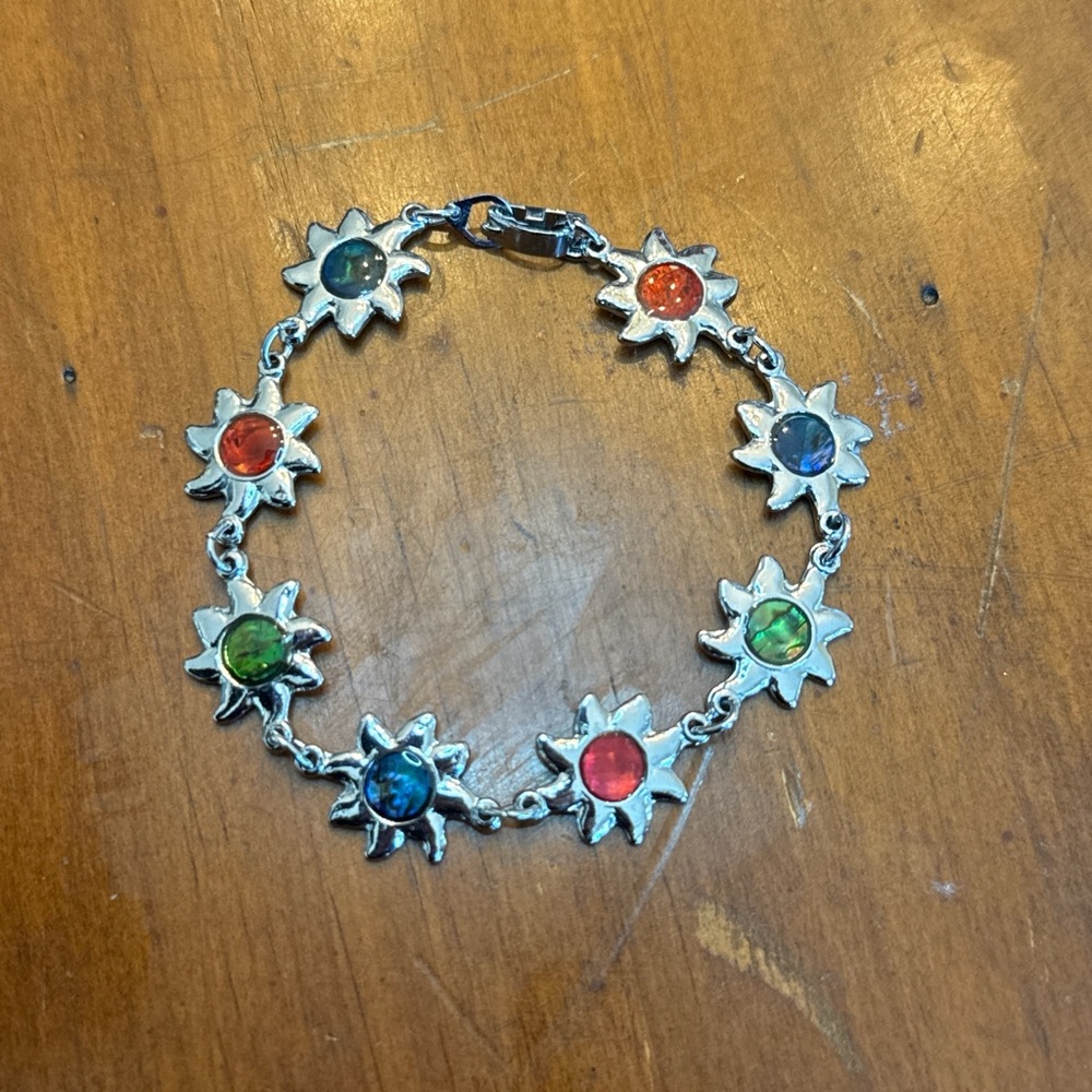 Multicolor Paua & Silver Sun Bracelet